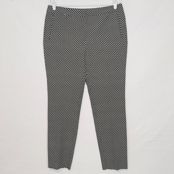 Adrianna Papell Ankle Pants Womens 12 Black Yellow Diamond Pattern Trousers - Picture 1 of 9